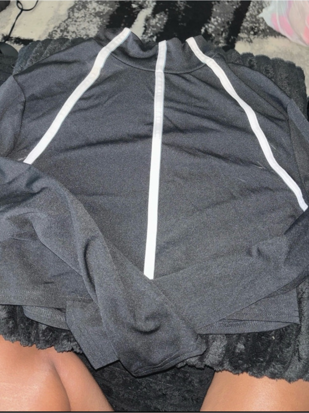 Women’s Black Performance Pullover Sweater with White Stripe